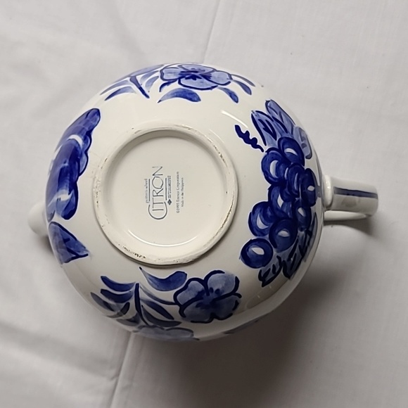 1995 Enesco Citron Otagiri  Teapot Blue Flowers Yellow Lid - Picture 7 of 8